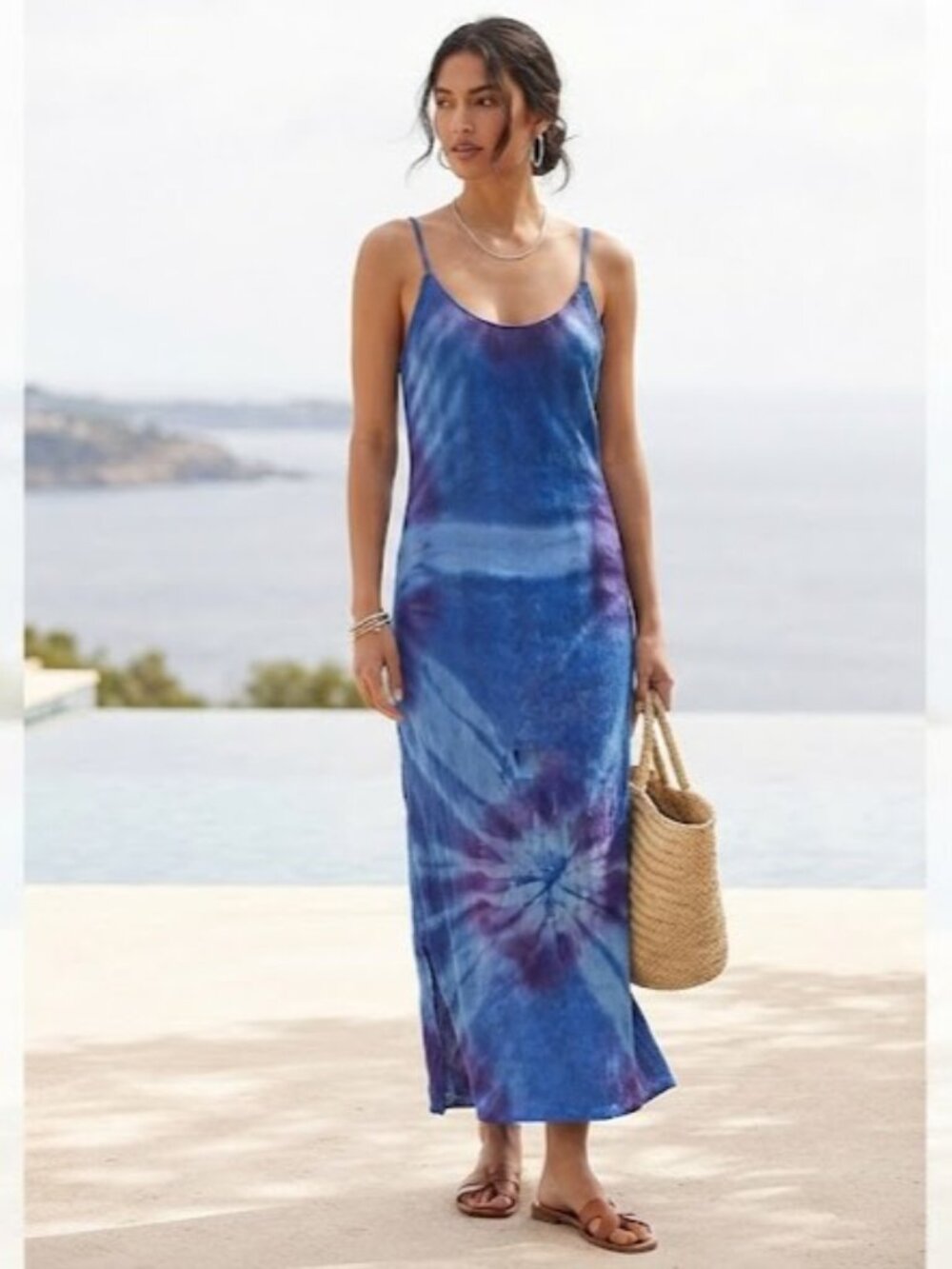 Blue Tie-Dye Maxi Dress